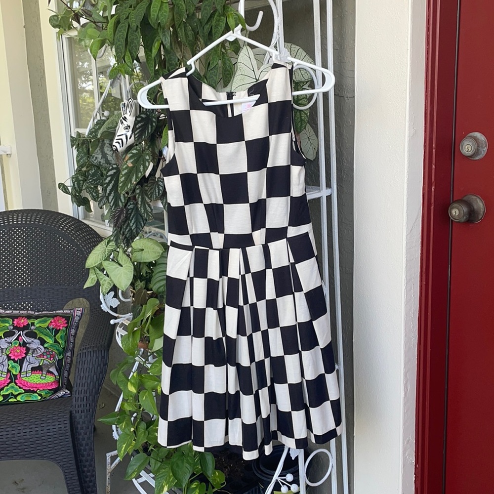 Esley Checker B&W Skater Dress